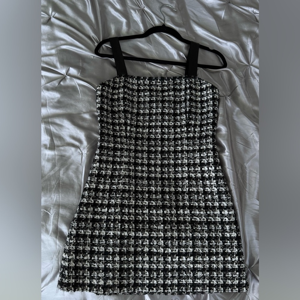 Chic Black and White Tweed Dress